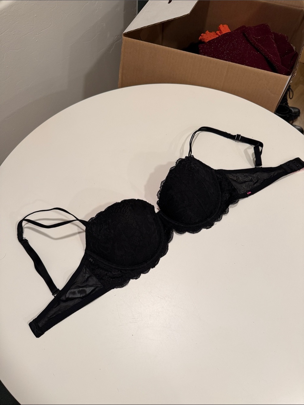 PINK Victoria's Secret Black Lace Demi Push-Up Bra